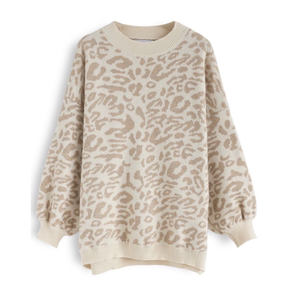 Main Strip Leopard Oversized Sweater